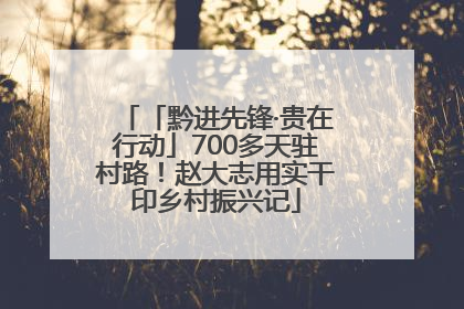 「黔进先锋·贵在行动」700多天驻村路！赵大志用实干印乡村振兴记