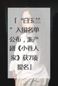 “白玉兰”入围名单公布，浙产剧《小巷人家》获7项提名