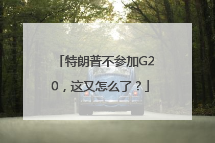 特朗普不参加G20，这又怎么了？