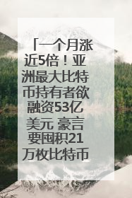 一个月涨近5倍！亚洲最大比特币持有者欲融资53亿美元 豪言要囤积21万枚比特币
