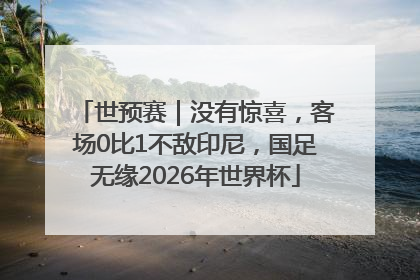 世预赛｜没有惊喜，客场0比1不敌印尼，国足无缘2026年世界杯