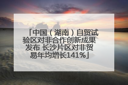 中国（湖南）自贸试验区对非合作创新成果发布 长沙片区对非贸易年均增长141%