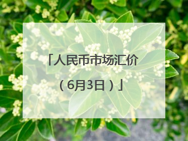人民币市场汇价（6月3日）