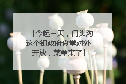 今起三天，门头沟这个镇政府食堂对外开放，菜单来了