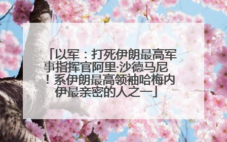 以军：打死伊朗最高军事指挥官阿里·沙德马尼！系伊朗最高领袖哈梅内伊最亲密的人之一