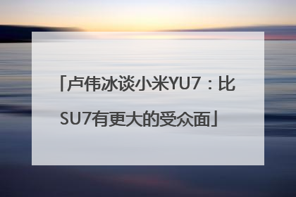 卢伟冰谈小米YU7：比SU7有更大的受众面