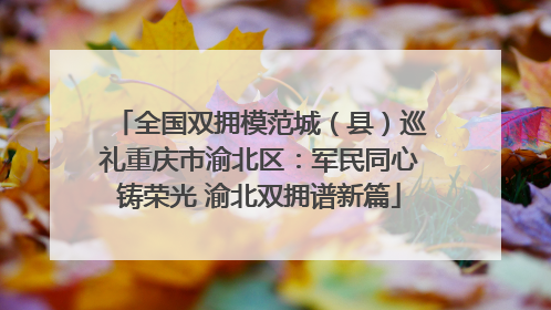 全国双拥模范城（县）巡礼重庆市渝北区：军民同心铸荣光 渝北双拥谱新篇
