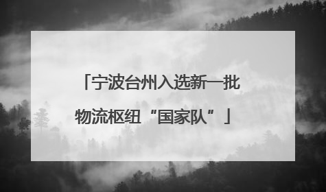 宁波台州入选新一批物流枢纽“国家队”