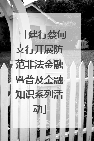 建行蔡甸支行开展防范非法金融暨普及金融知识系列活动