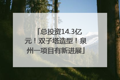 总投资14.3亿元！双子塔造型！泉州一项目有新进展