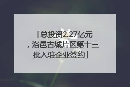 总投资2.27亿元，洛邑古城片区第十三批入驻企业签约