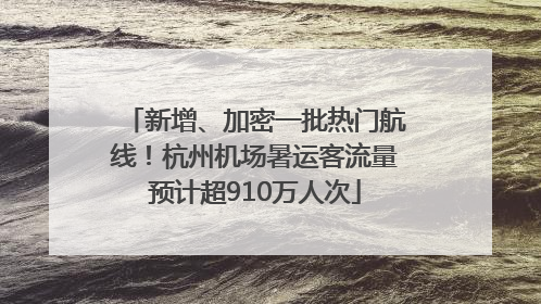 新增、加密一批热门航线！杭州机场暑运客流量预计超910万人次