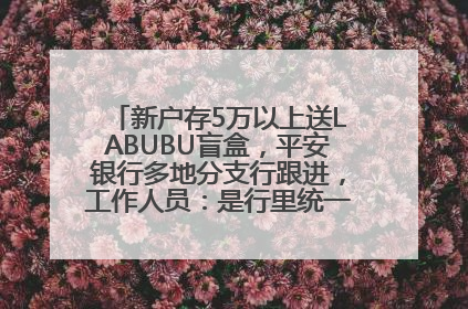 新户存5万以上送LABUBU盲盒，平安银行多地分支行跟进，工作人员：是行里统一的，进货渠道不清楚