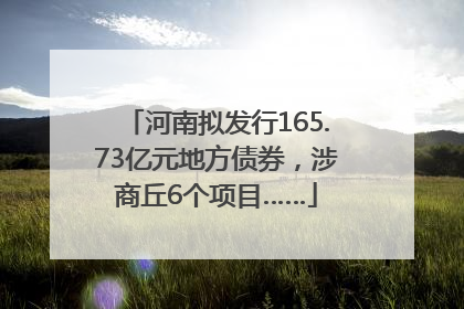 河南拟发行165.73亿元地方债券，涉商丘6个项目……