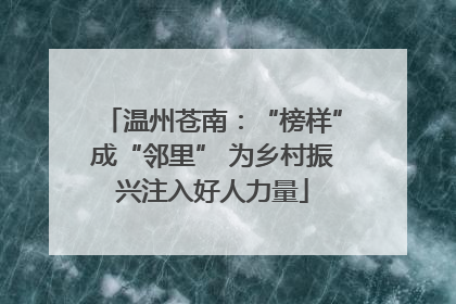 温州苍南：“榜样”成“邻里” 为乡村振兴注入好人力量