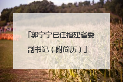 郭宁宁已任福建省委副书记（附简历）