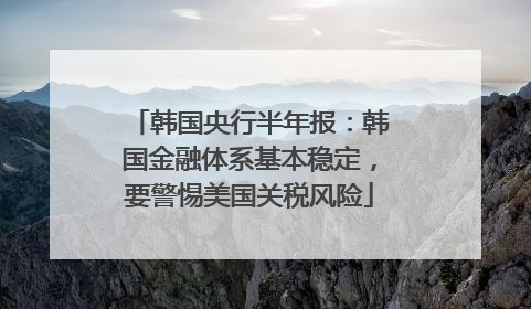 韩国央行半年报：韩国金融体系基本稳定，要警惕美国关税风险