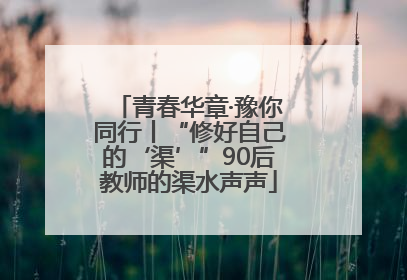 青春华章·豫你同行丨“修好自己的‘渠’”90后教师的渠水声声