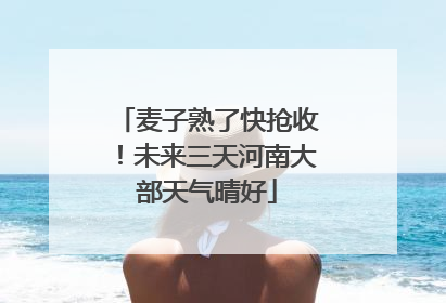 麦子熟了快抢收！未来三天河南大部天气晴好