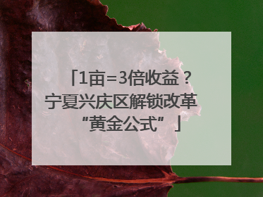 1亩=3倍收益？宁夏兴庆区解锁改革“黄金公式”