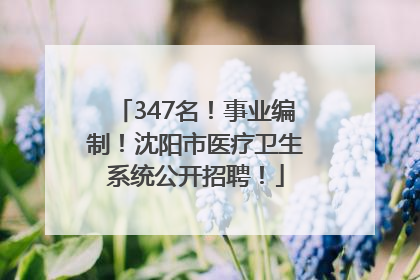 347名！事业编制！沈阳市医疗卫生系统公开招聘！