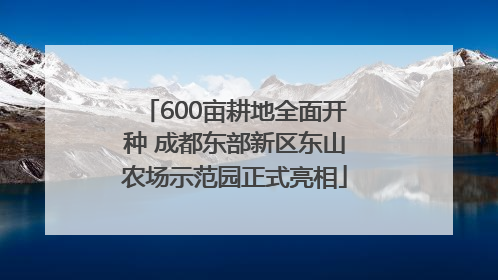 600亩耕地全面开种 成都东部新区东山农场示范园正式亮相