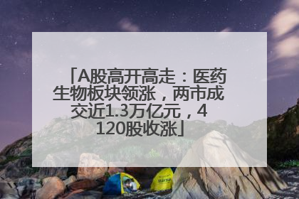 A股高开高走：医药生物板块领涨，两市成交近1.3万亿元，4120股收涨